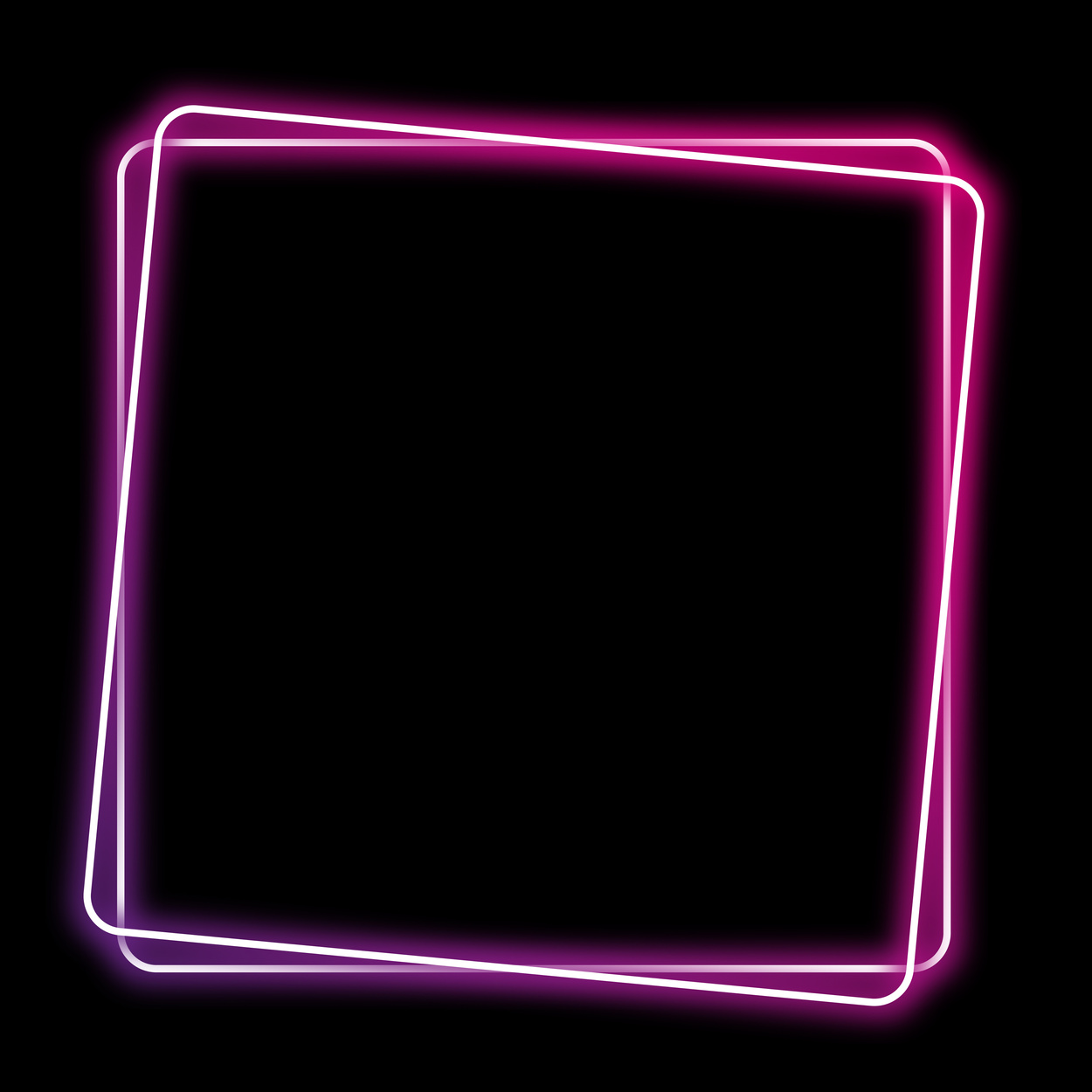Neon pink frame on black background